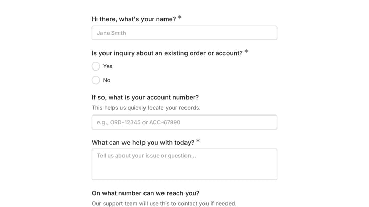 Customer Contact Form preview