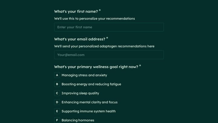 Adaptogen Recommendation Quiz preview