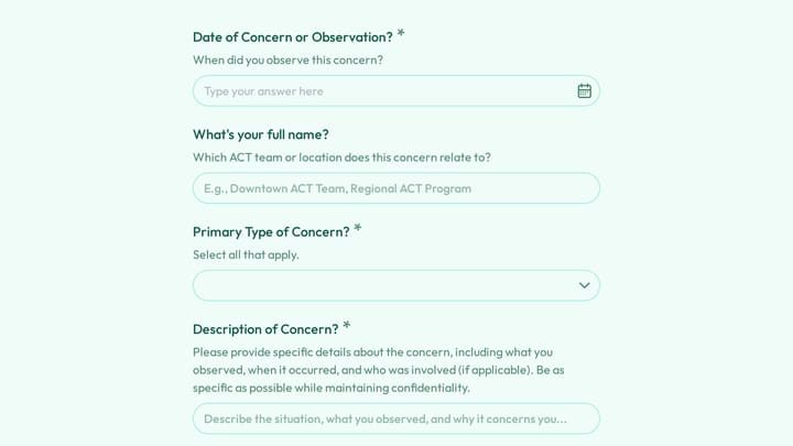 Anonymous ACT Fidelity Concern Report preview