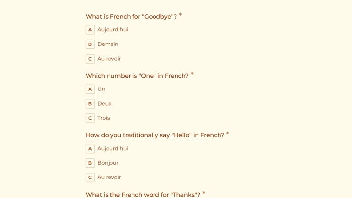 French Quiz preview