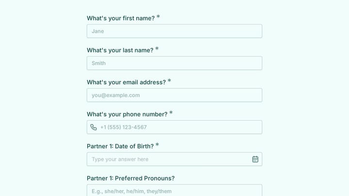 Couples Therapy Intake Form preview