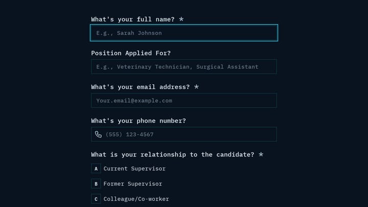 Veterinary Technician Reference Verification preview