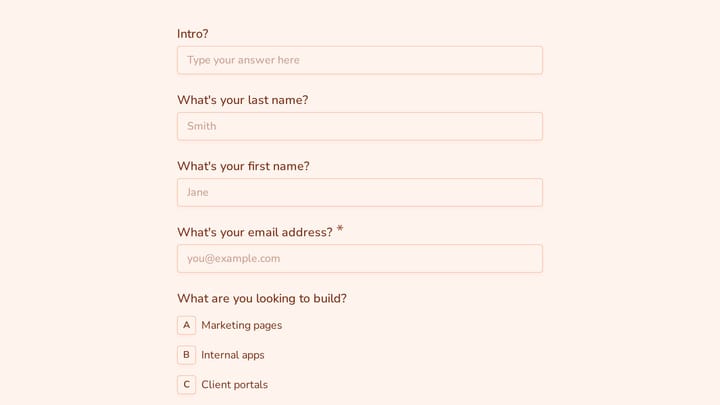 Project request form preview