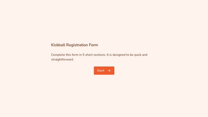 Kickball Registration Form preview