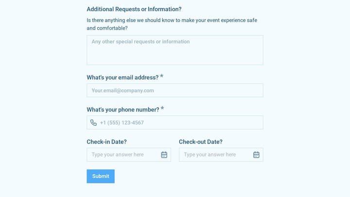Corporate Event Emergency Contact Form preview