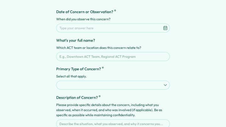 Anonymous ACT Fidelity Concern Report preview