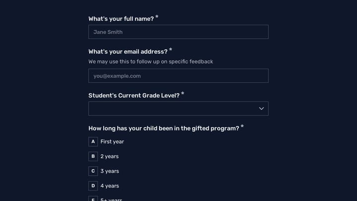 Gifted and Talented Program Parent Feedback preview