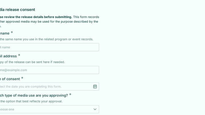 Media release consent form preview