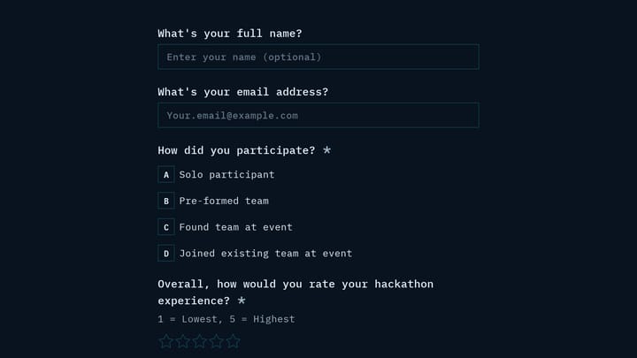 Hackathon Participant Experience Survey preview