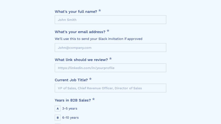 B2B Sales Leaders Community Application preview
