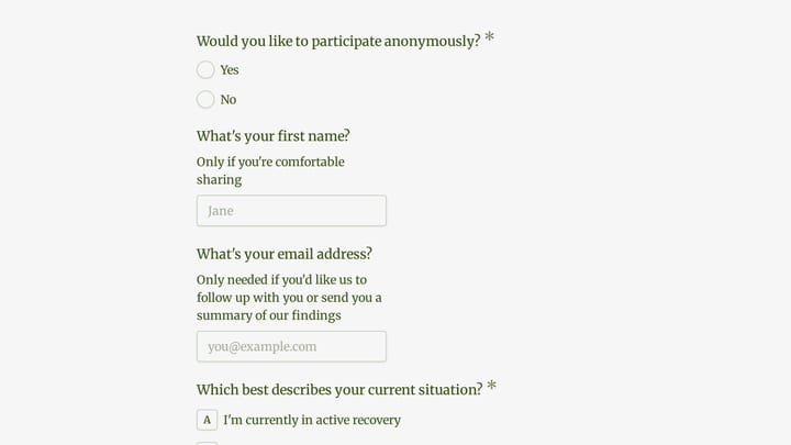 Recovery Support App User Research preview