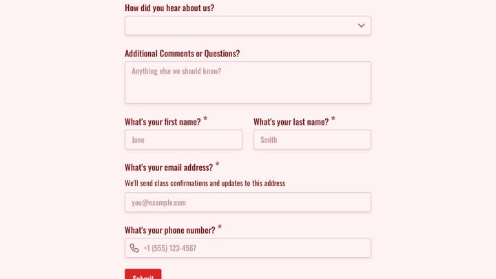 Art Studio Class Registration & Purchase Request preview