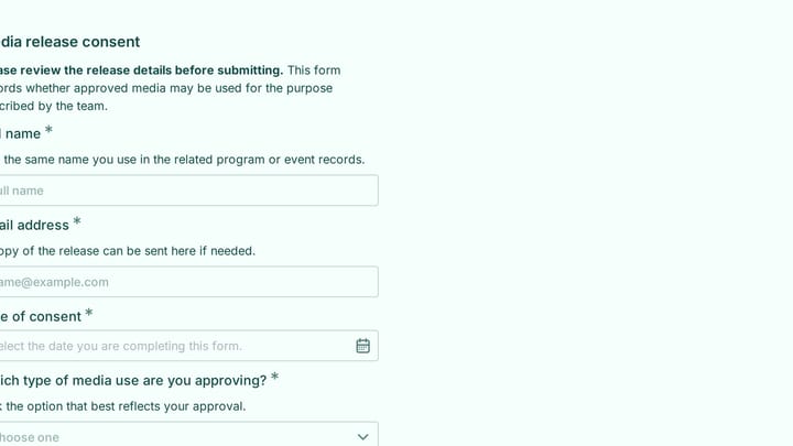 Media release consent form preview