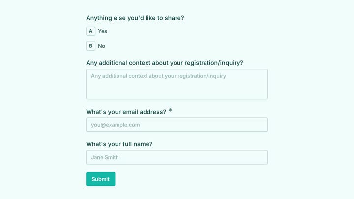 Online Registration Form preview