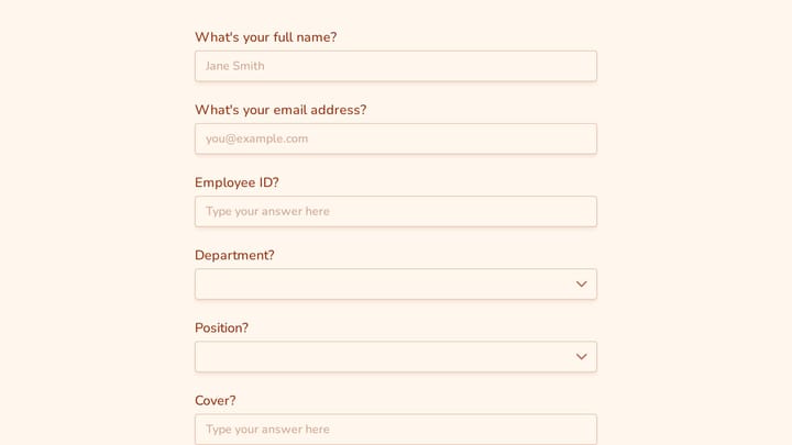 Time Off Request Form preview