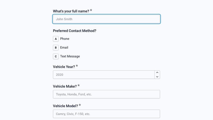 Auto Body Repair Estimate Request preview