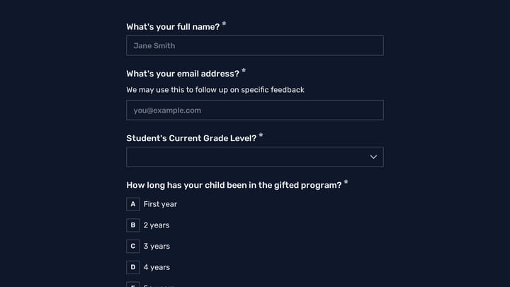 Gifted and Talented Program Parent Feedback preview