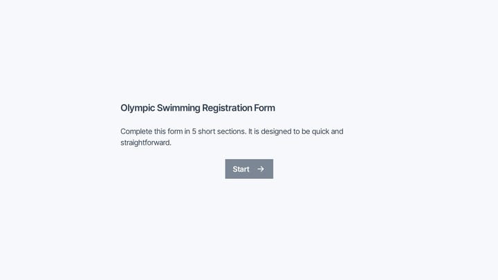 Olympic Swimming Registration Form preview