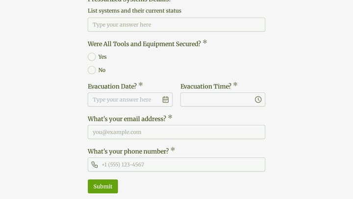 Aircraft Maintenance Hangar Evacuation Form preview