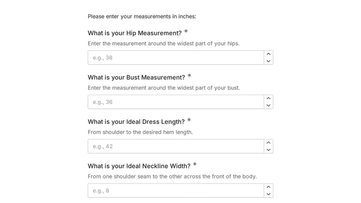 Body Measurement Form preview