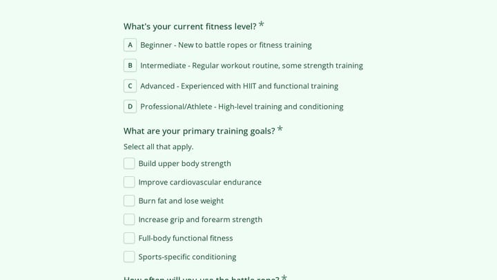 Battle Rope Recommendation Quiz preview