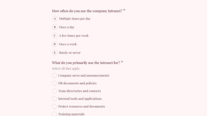 Company Intranet Usability Survey preview