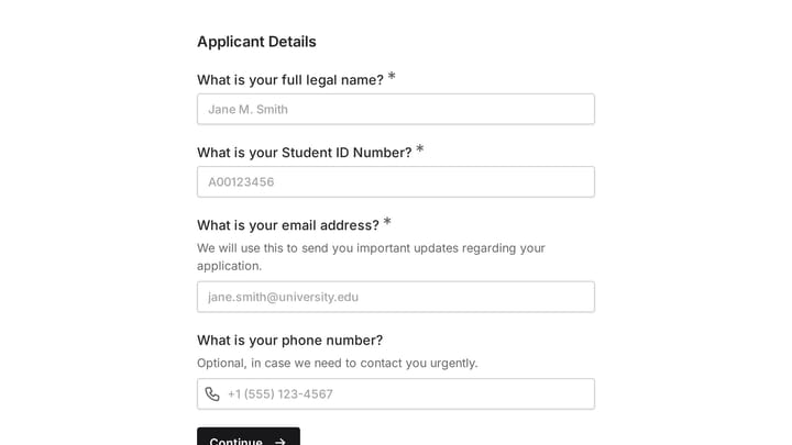 Graduation Application Form preview