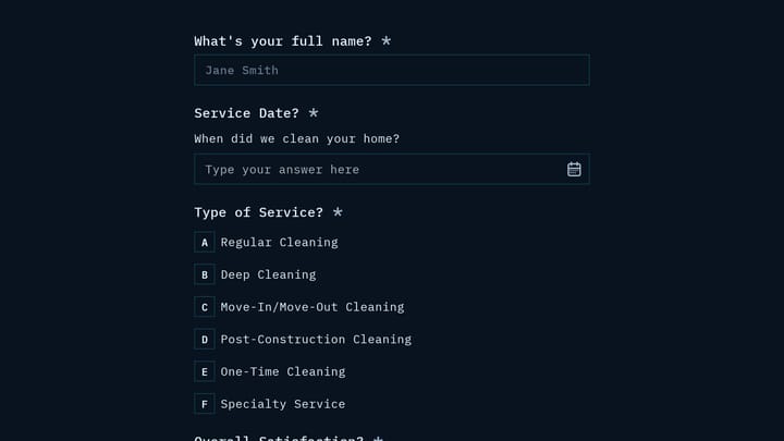 Home Cleaning Service Feedback preview