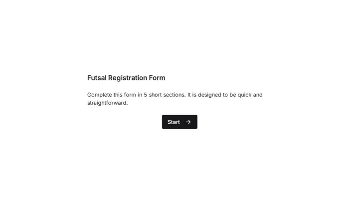 Futsal Registration Form preview