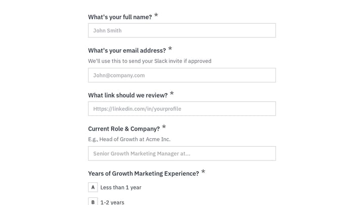 Growth Marketing Community Application preview