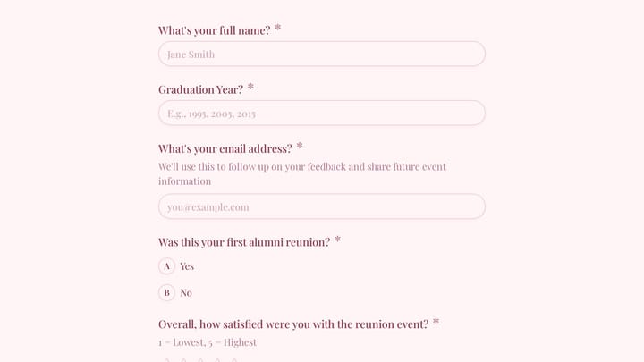 Alumni Reunion Feedback preview