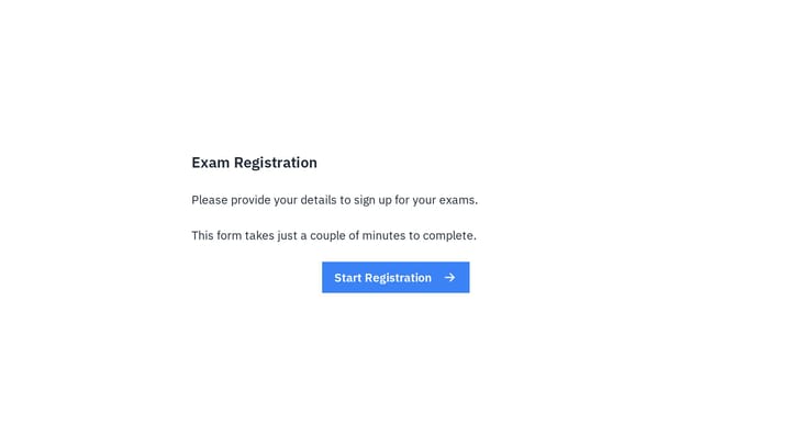 exam registration form preview