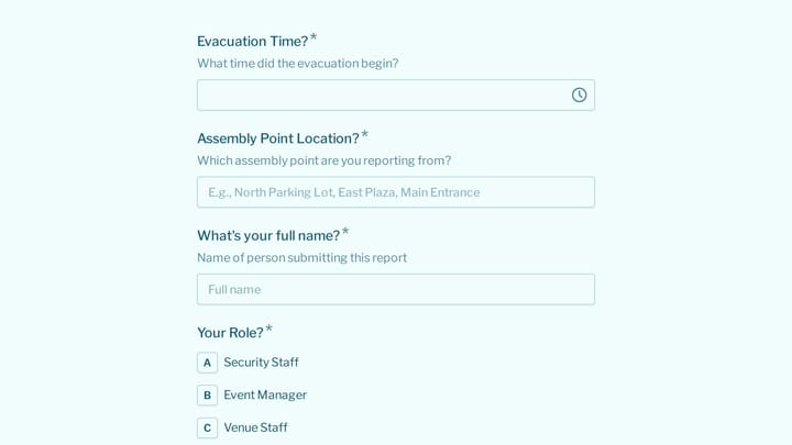 Convention Center Event Evacuation Form preview
