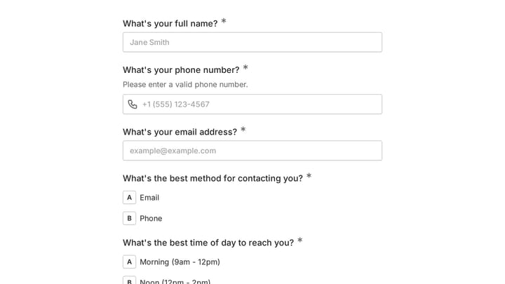 Appointment Form preview