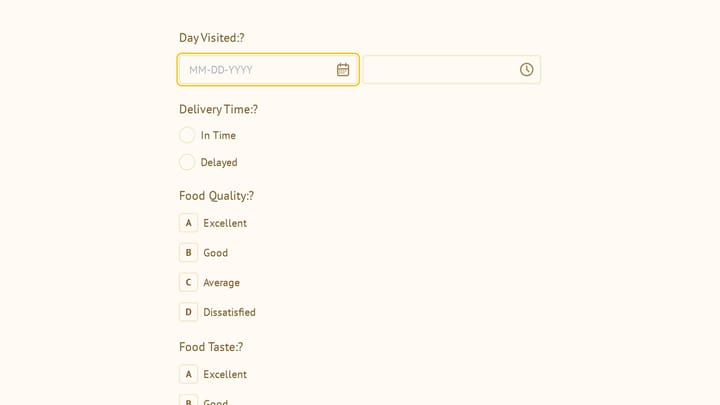Food Evaluation Form preview