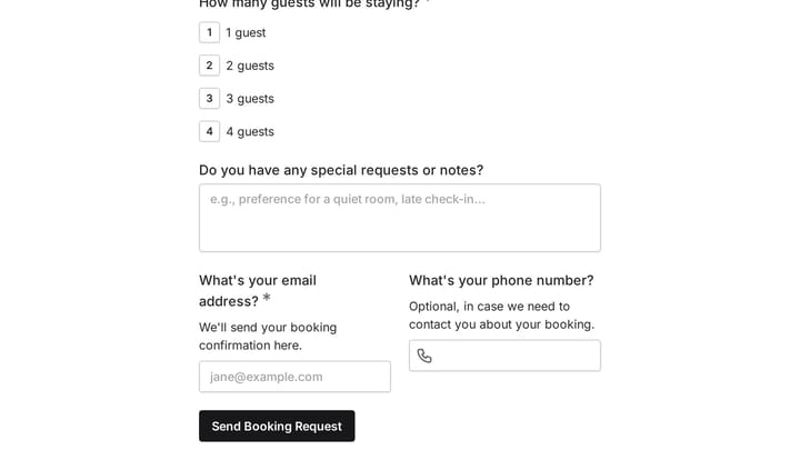 Book a Room Form preview