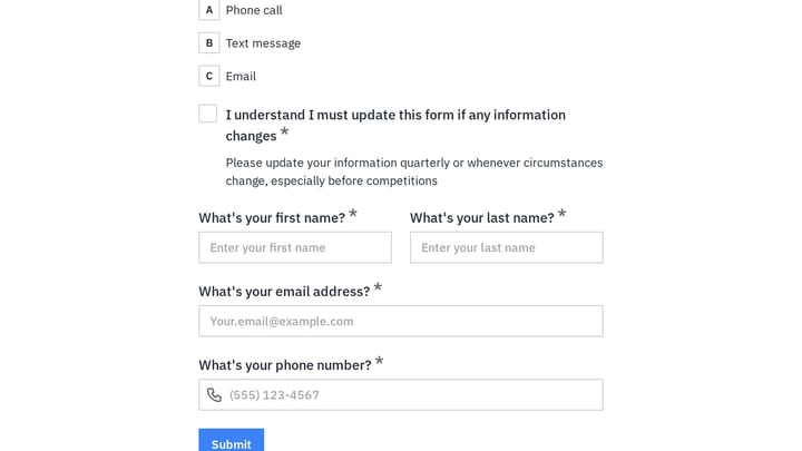 Emergency Contact & Competition Information preview