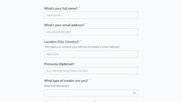 Creator Mutual Aid Network Application preview