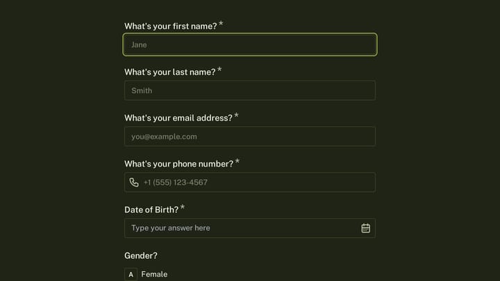 Wellness Coaching Intake Form preview