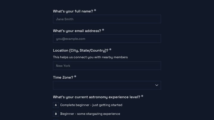 Astronomy Community Application preview