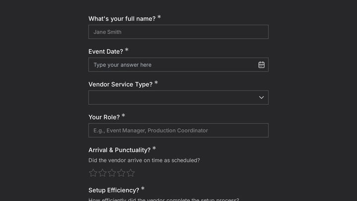 Event Production Vendor Evaluation preview