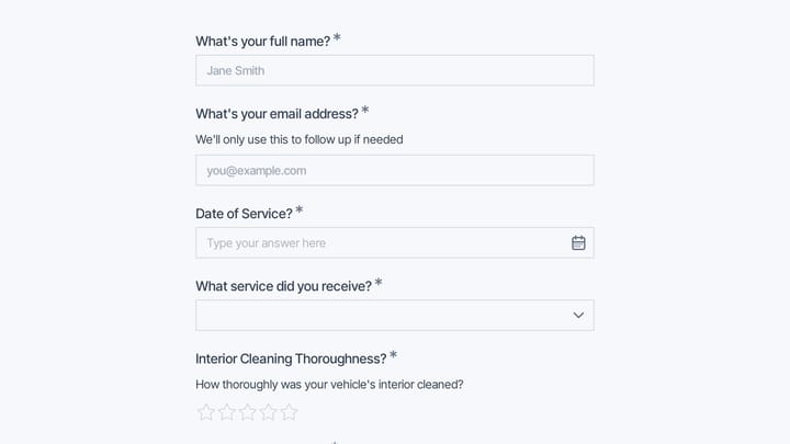 Car Detailing Service Feedback Survey preview