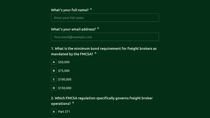 Freight Broker Licensing Practice Exam preview