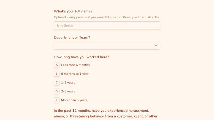 Employee Third-Party Harassment & Customer Abuse Protection Survey preview