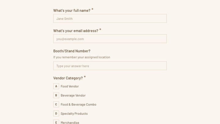 Food & Beverage Festival Vendor Satisfaction Survey preview