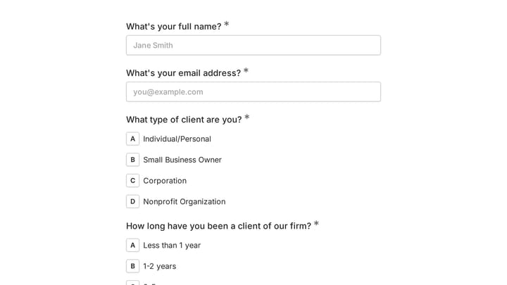 Client Experience Survey preview