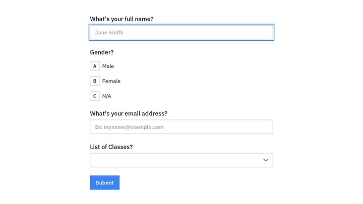 Class Registration Form preview