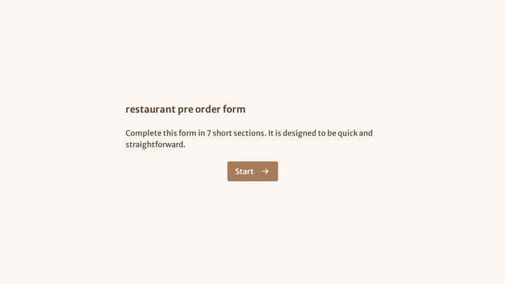 restaurant pre order form preview