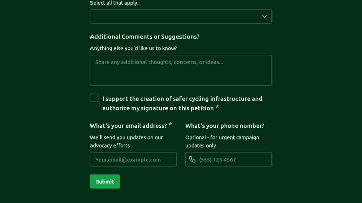 Bike Infrastructure Advocacy Petition preview