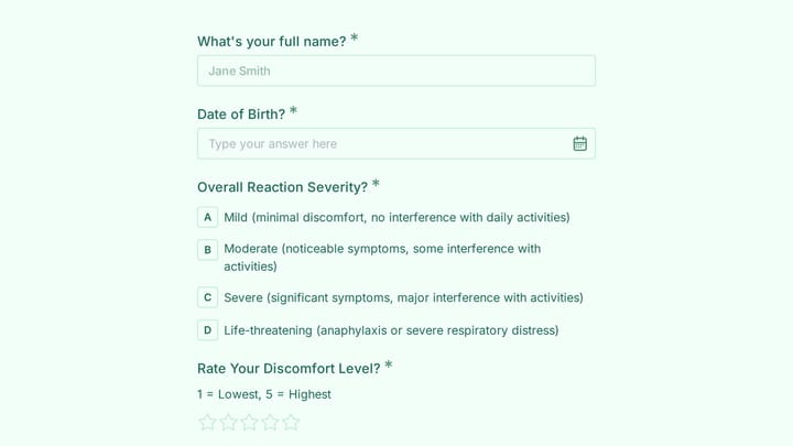 Allergy & Immunology Symptom Diary preview